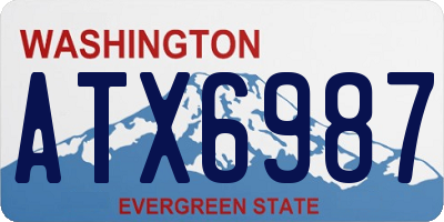 WA license plate ATX6987