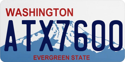 WA license plate ATX7600