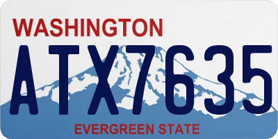 WA license plate ATX7635