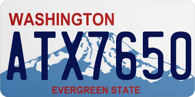 WA license plate ATX7650