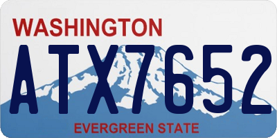 WA license plate ATX7652