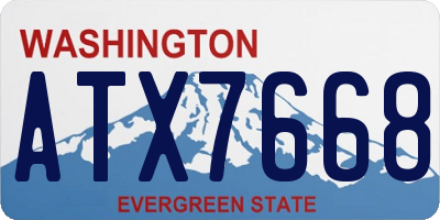 WA license plate ATX7668