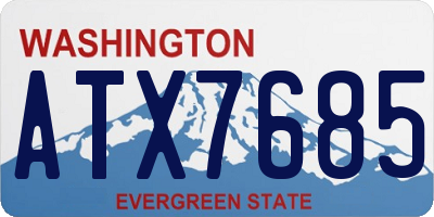 WA license plate ATX7685