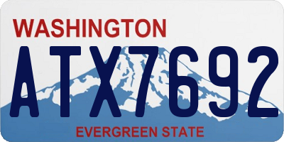 WA license plate ATX7692
