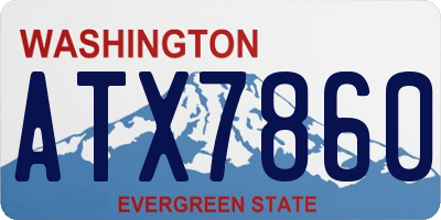 WA license plate ATX7860