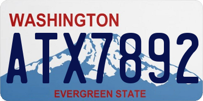 WA license plate ATX7892