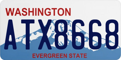 WA license plate ATX8668