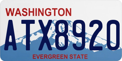 WA license plate ATX8920