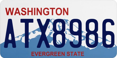 WA license plate ATX8986