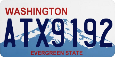 WA license plate ATX9192