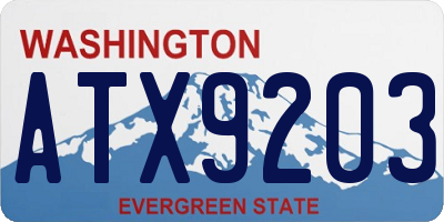 WA license plate ATX9203