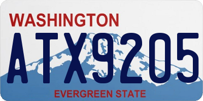 WA license plate ATX9205