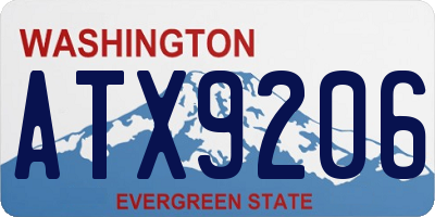 WA license plate ATX9206