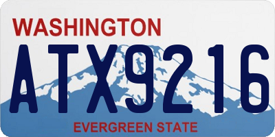 WA license plate ATX9216