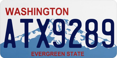 WA license plate ATX9289