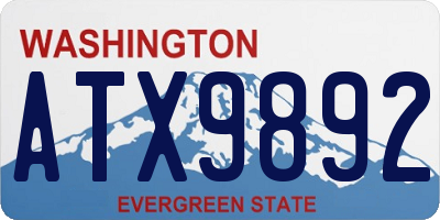 WA license plate ATX9892