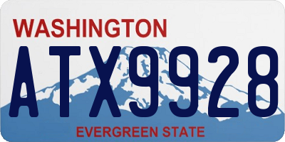 WA license plate ATX9928