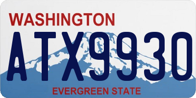 WA license plate ATX9930
