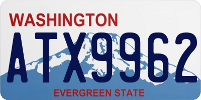 WA license plate ATX9962