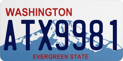 WA license plate ATX9981