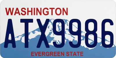 WA license plate ATX9986
