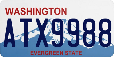 WA license plate ATX9988
