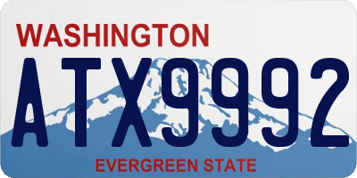 WA license plate ATX9992