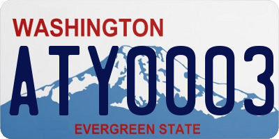 WA license plate ATY0003