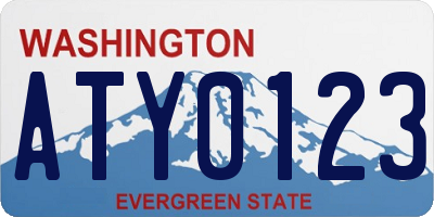 WA license plate ATY0123