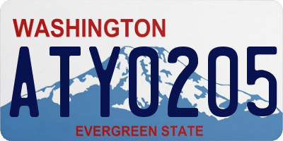 WA license plate ATY0205