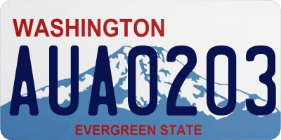 WA license plate AUA0203