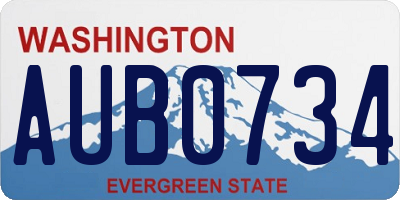 WA license plate AUB0734