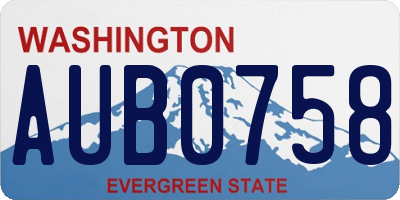 WA license plate AUB0758