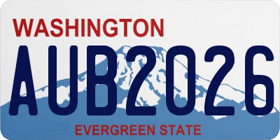 WA license plate AUB2026