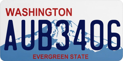 WA license plate AUB3406