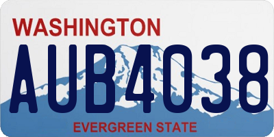WA license plate AUB4038