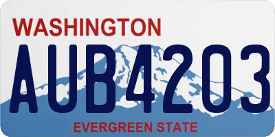 WA license plate AUB4203