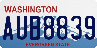 WA license plate AUB8839