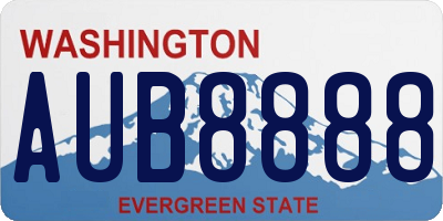 WA license plate AUB8888