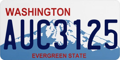 WA license plate AUC3125