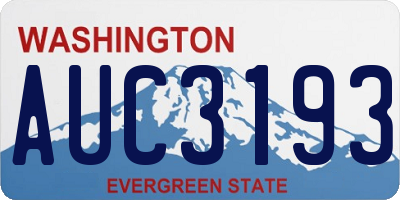 WA license plate AUC3193