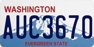 WA license plate AUC3670