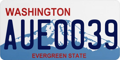 WA license plate AUE0039