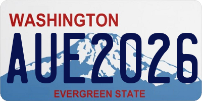 WA license plate AUE2026