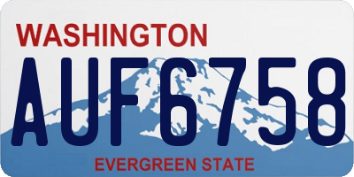 WA license plate AUF6758