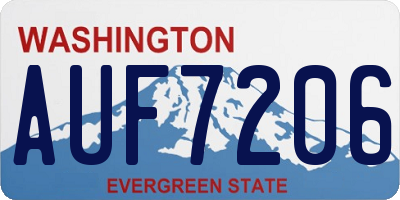 WA license plate AUF7206