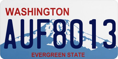 WA license plate AUF8013