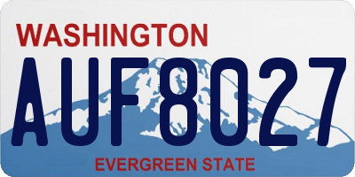 WA license plate AUF8027