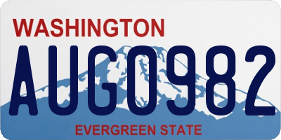 WA license plate AUG0982