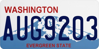 WA license plate AUG9203